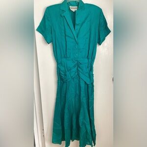 NWOT Vintage Elegant Teal Midi Dress M
